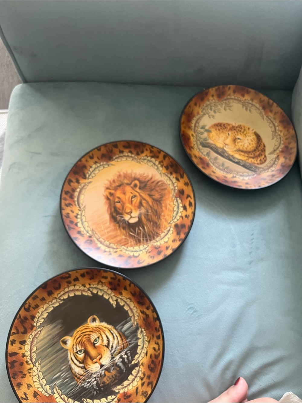 Set of 3 Decorative Big Cat Wall Plates — Lion, Tiger, Leopard